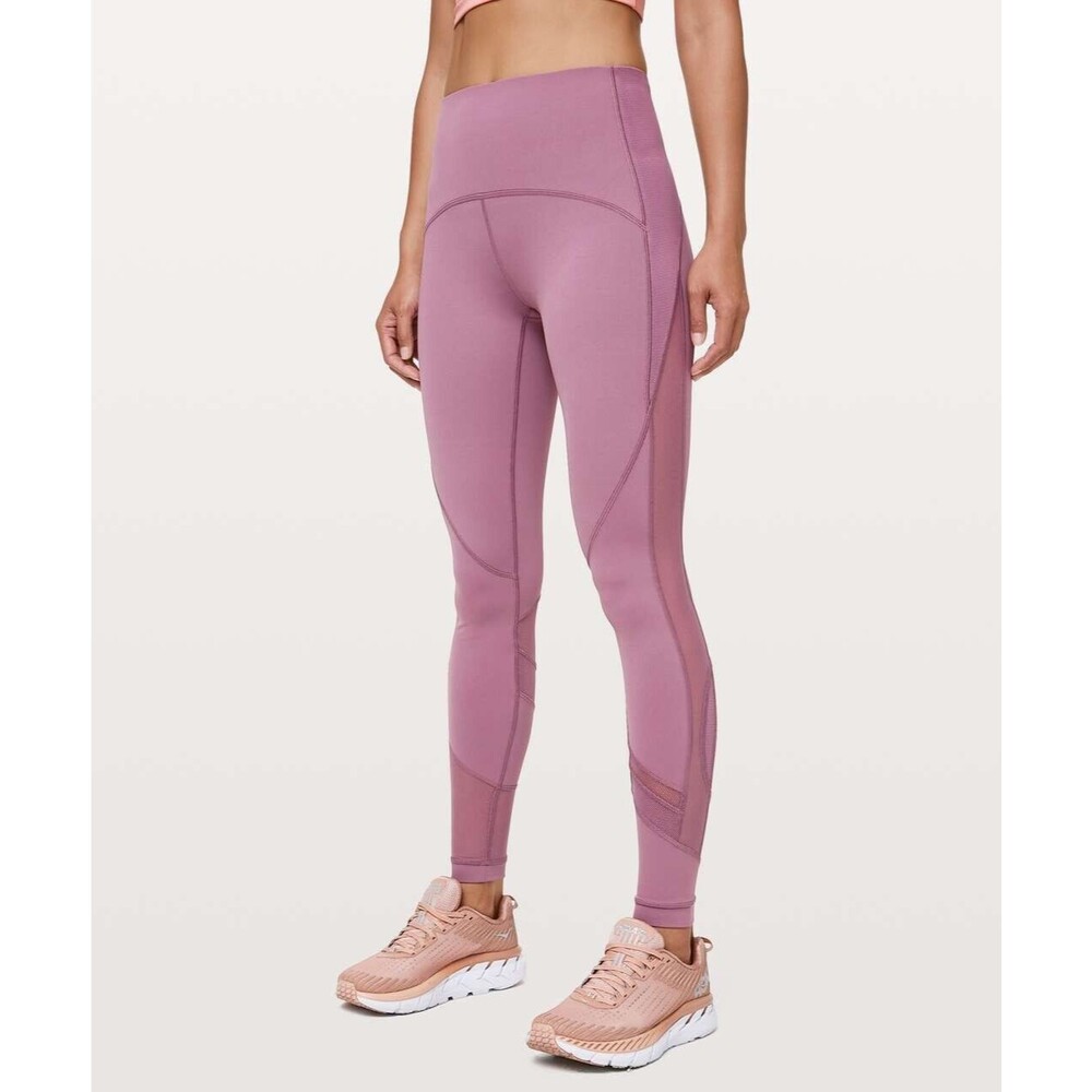 Lululemon Clear The Court Tight 28" Size 4 W5BZES Figue Light Pink Mesh B20